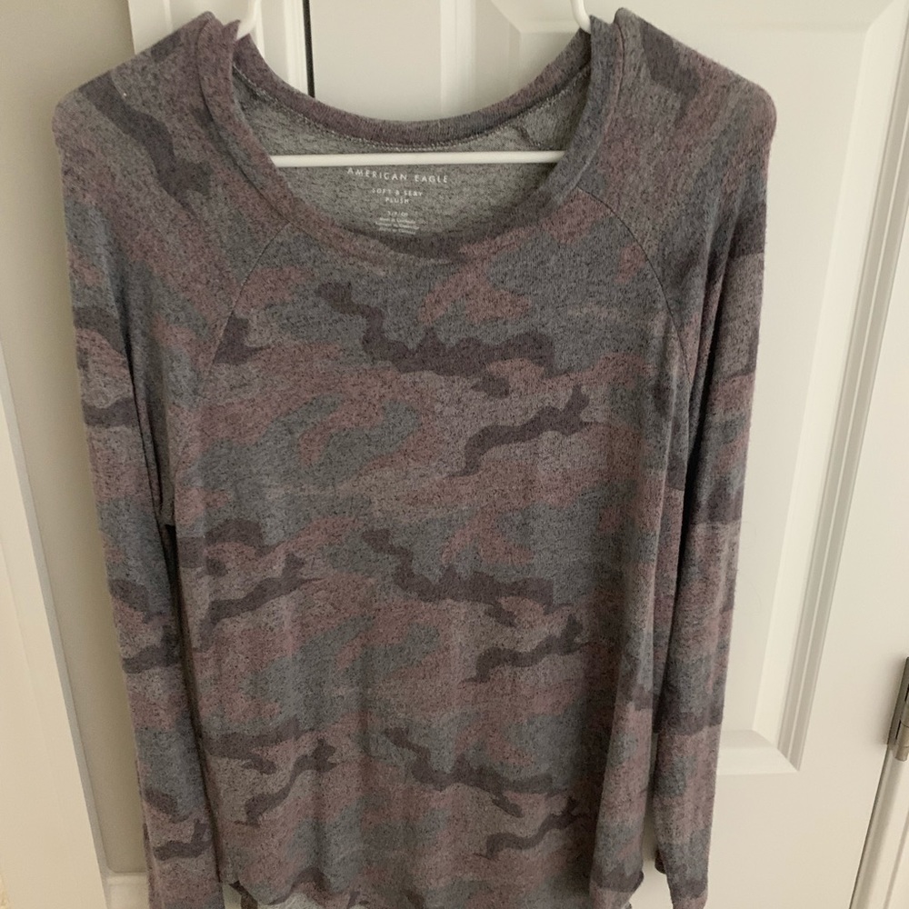 American Eagle Soft & Sexy Plush Camo Long Sleeve